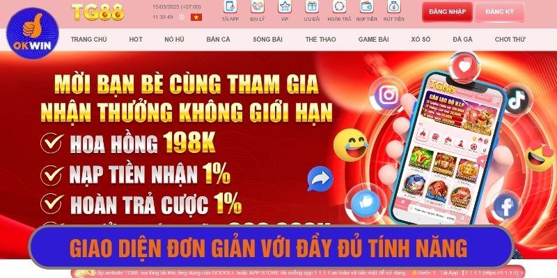 Giới thiệu tg88 - Giao diện tối giản nhưng đầy đủ tính năng hỗ trợ 