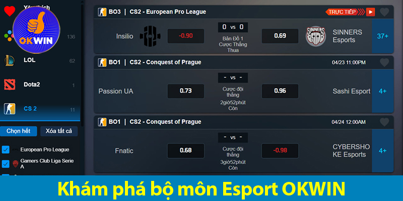 Esport OKWIN – Nền tảng cá cược thể thao điện tử hàng đầu châu Á 2025